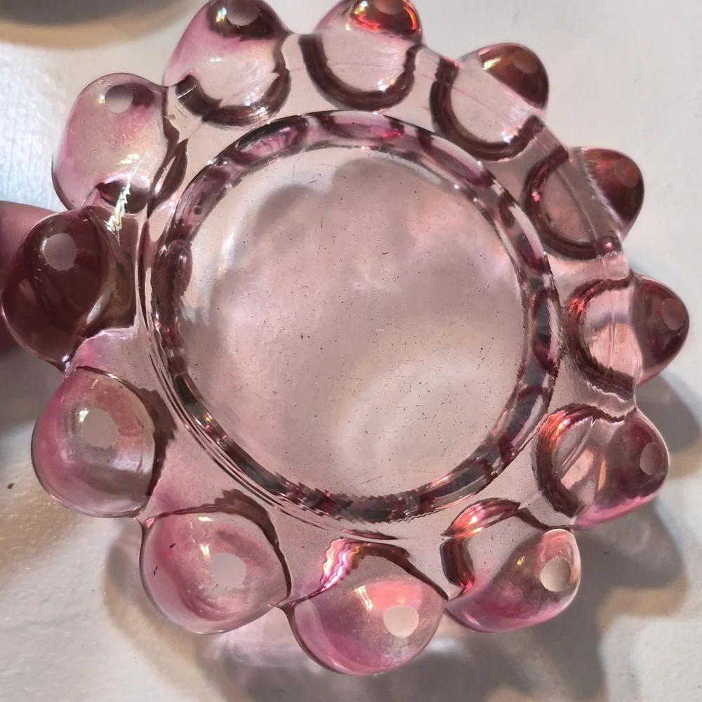 Vintage Anchor Hocking Pink boopie/bubble Solid glass Ashtray 1950's